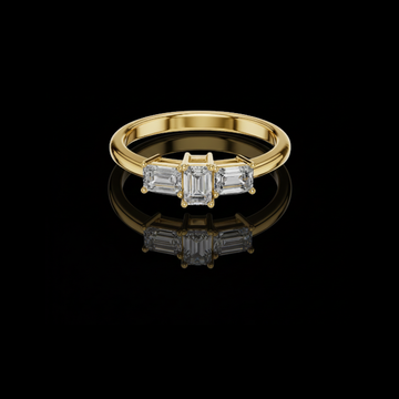 2.00 CT Sparkling Three Stone Emerald Moissanite Diamond Ring with Classic Prong Setting
