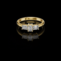 2.00 CT Sparkling Three Stone Emerald Lab Grown Diamond Ring with Classic Prong Setting