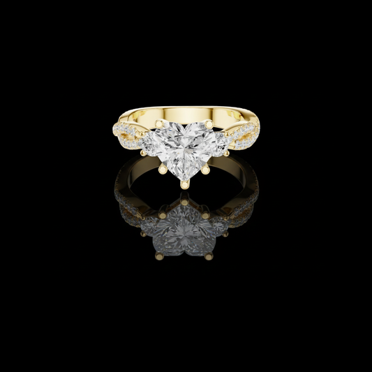 1.80 CT Gorgeous Heart Shaped Triple Stone Moissanite Diamond Ring with Pave Twist Band
