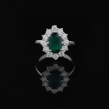 1.80 CT Stunning Oval Cut Fancy Vivid Green Lab Grown Diamond Bridal Ring for Proposals