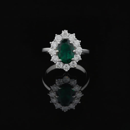 3.50 CT Stunning Oval Cut Fancy Vivid Green Lab Grown Diamond Bridal Ring for Proposals