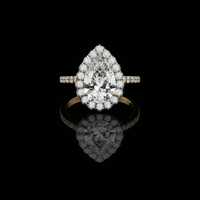 2.00 CT Exquisite Luxurious Blend of Brilliance Pear-Shaped Moissanite Diamond Halo Ring