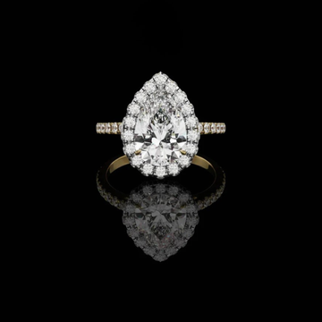 2.00 CT Exquisite Luxurious Blend of Brilliance Pear-Shaped Moissanite Diamond Halo Ring