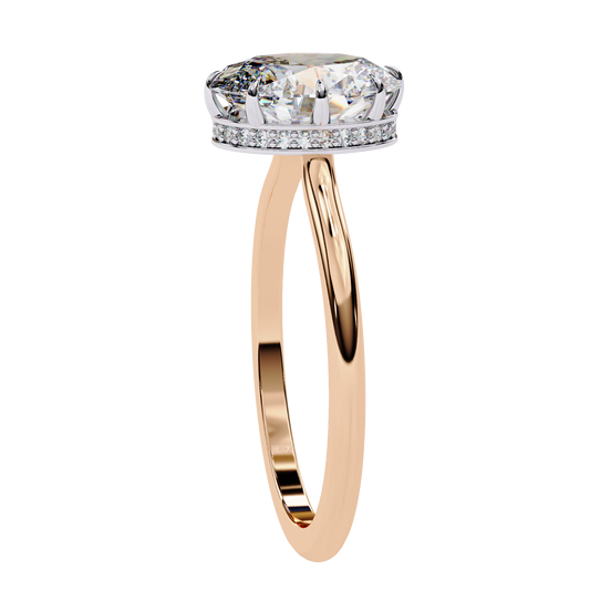 Hidden Pave Halo Oval Cut Moissanite Daily Wear Women Ring - view 3