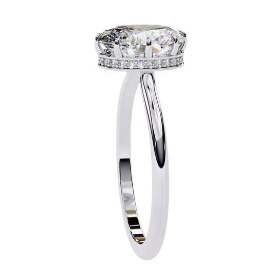 Hidden Pave Halo Oval Cut Lab Diamond Daily Wear Women Ring - view 4