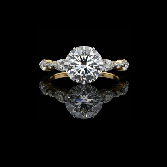 2.00 CT Bright Round Cut Lab Grown Diamond Wedding Ring With Side Stones Fine Jewelry