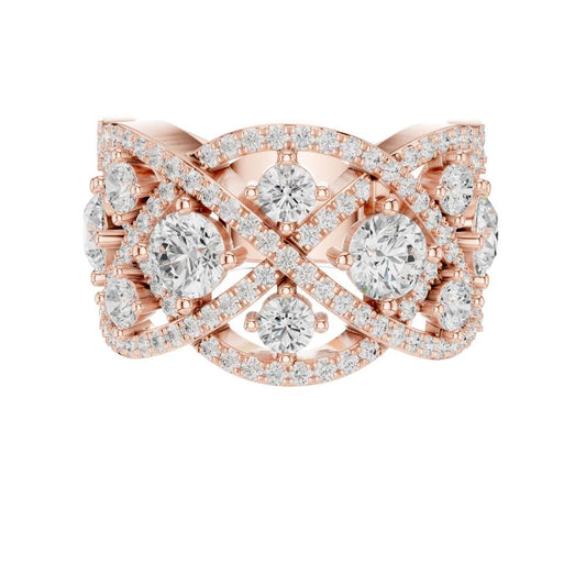 Round Cut Lab Diamond Interwoven Infinity Cluster Band Ring - view 2