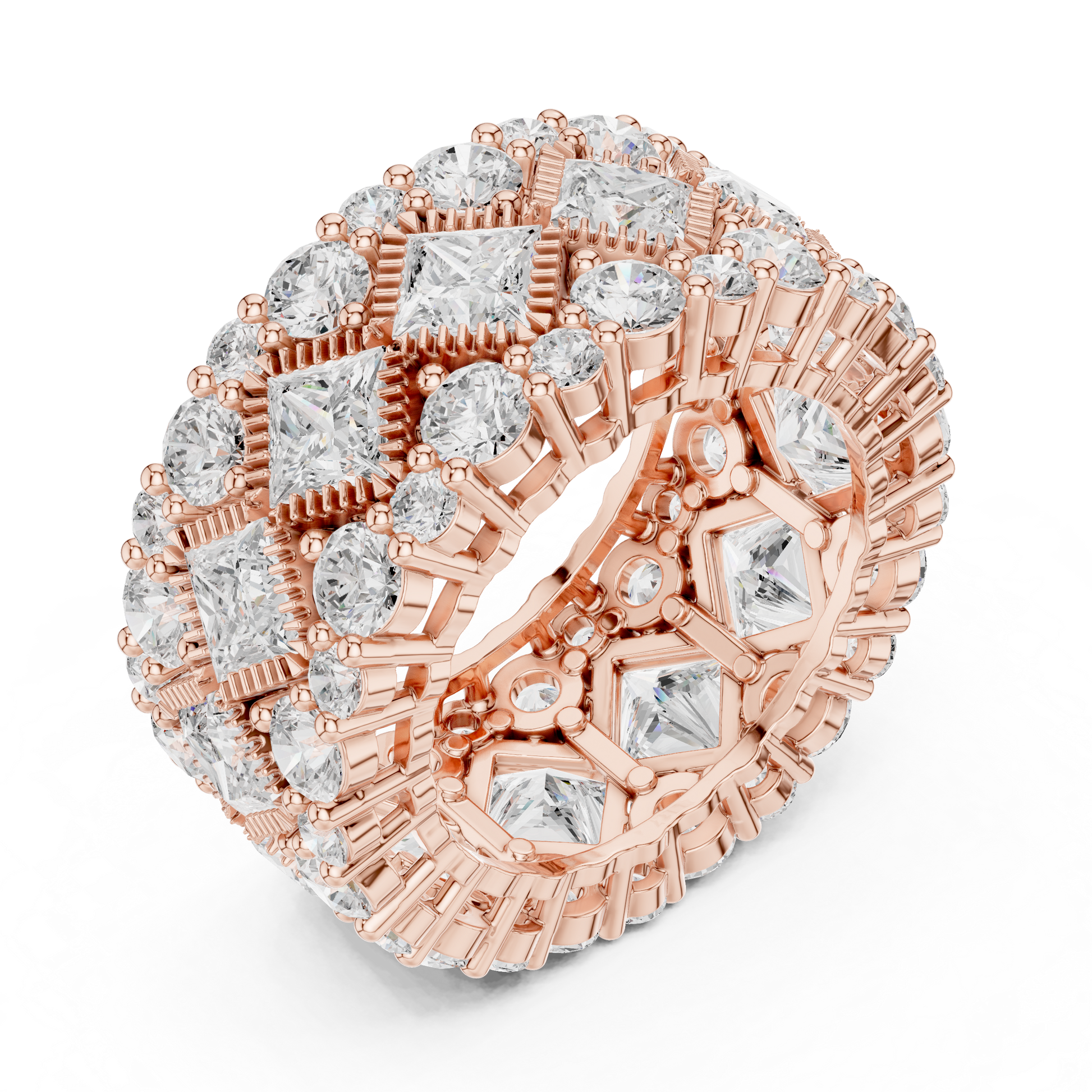 Rose gold ring with diamonds 
