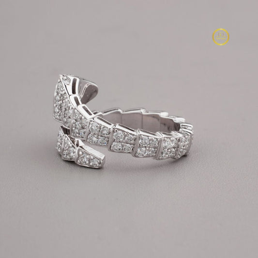 Moissanite Serpent Wrap Ring Pave Snake Design - view 3