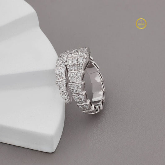 Lab Grown Diamond Serpent Wrap Ring Pave Snake Design - view 2