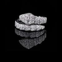 3.35 TCW Luxurious Lab Diamond Studded Serpent Wrap Ring in Polished White Gold Pave Set Snake Design with Articulated Segments
