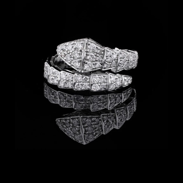 3.35 TCW Luxurious Lab Diamond Studded Serpent Wrap Ring in Polished White Gold Pave Set Snake Design with Articulated Segments