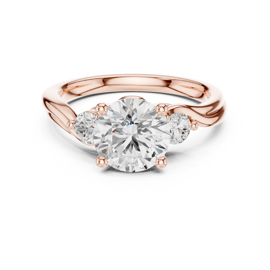 2.00 CT Artisan Three Stone Round Cut Lab Grown Diamond Ring in Twisted Gold Band