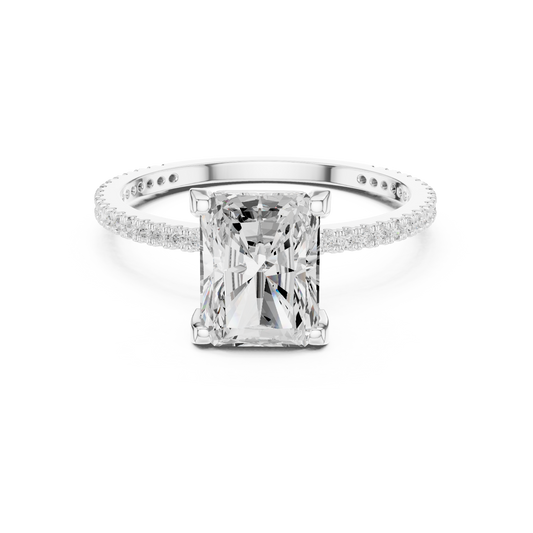 Radiant Cut Hidden Halo Pave Lab Diamond Engagement Ring - view 3