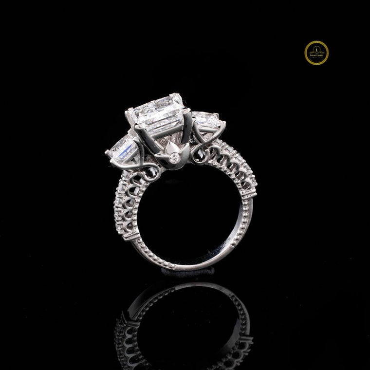 Princess Cut Moissanite Cathedral Engagement Ring Wedding Band - view 2