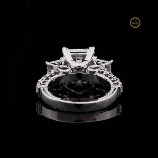 Princess Cut Moissanite Cathedral Engagement Ring Wedding Band - view 4