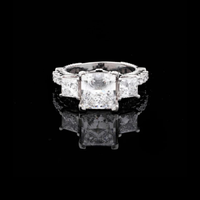 Princess Cut Lab Diamond Cathedral Engagement Ring Wedding Band