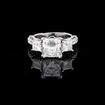 Princess Cut Lab Diamond Cathedral Engagement Ring Wedding Band