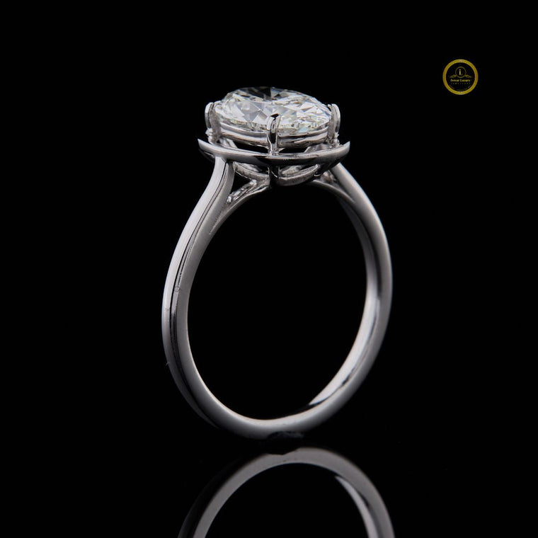 Oval Cut Framed Solitaire Engagement Ring - view 2