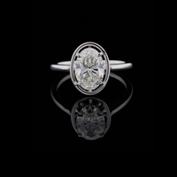 2.50 TCW Elegant Oval Cut Moissanite Diamond Solitaire Ring in Polished White Gold with bezel set Luxury Fine Jewelry Engagement Piece