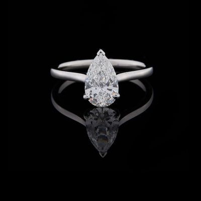Solitaire Pear Cut Lab Diamond Engagement Ring