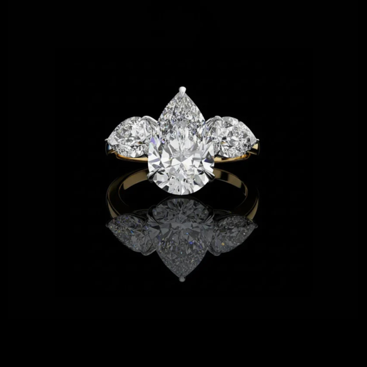 2.07 CT Luxury Pear Shaped Moissanite Diamond Ring with Three Stone Setting For Soft Tomorrow