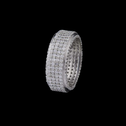 Round Cut Lab Grown Diamond Men's Full Eternity Micro Pave Wedding Band - view 2