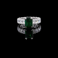 1.75 CT Sparkling Fancy Vivid Green Emerald Cut Lab Created Diamond Eternity Ring