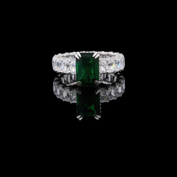 1.75 CT Sparkling Fancy Vivid Green Emerald Cut Lab Created Diamond Eternity Ring