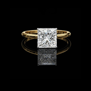 2.15 CT Elegant Gold Band Engagement Solitaire Ring Featuring a Radiant Princess Cut Moissanite Diamond