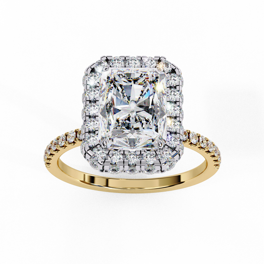 Radiant Cut Halo Lab Diamond Ring with Pave Band
