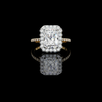 2.50 CT Exquisite Radiant Lab Diamond Halo Ring with Pave Set Diamond Accents on Elegant Band