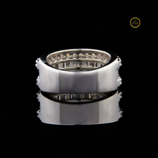 Baguette and Round Moissanite Wide Eternity Ring Wedding Band - view 4
