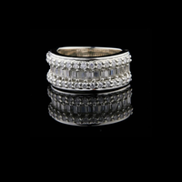 5.00 TCW Luxurious Wide Band Ring with Triple Row Round and Baguette Lab Created Diamond Design in High-Polish White Gold