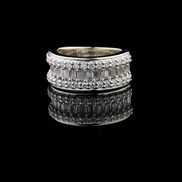 5.00 TCW Luxurious Wide Band Ring with Triple Row Round and Baguette Lab Created Diamond Design in High-Polish White Gold
