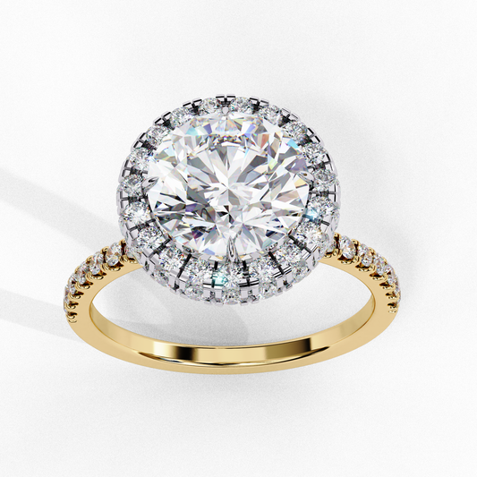 Round Brilliant Cut Halo Pave Ring - view 2