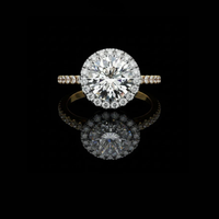 2.22 CT Eternal Bloom Round Cut Lab Grown Diamond Halo Engagement Ring with Classic Pave Band
