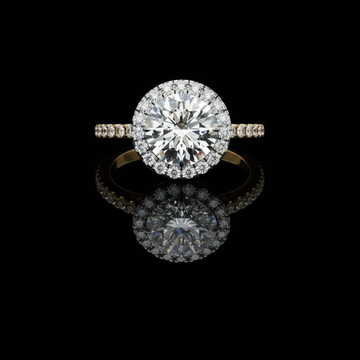 2.22 CT Eternal Bloom Round Cut Lab Grown Diamond Halo Engagement Ring with Classic Pave Band