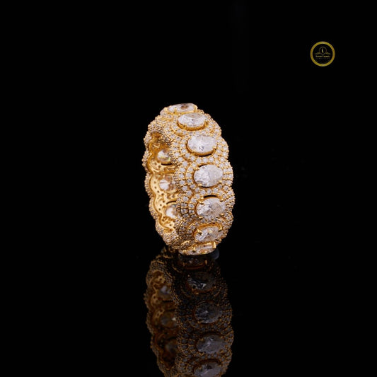 Oval Halo Cut Lab Grown Diamond Full Eternity Statement Band Ring - view 2