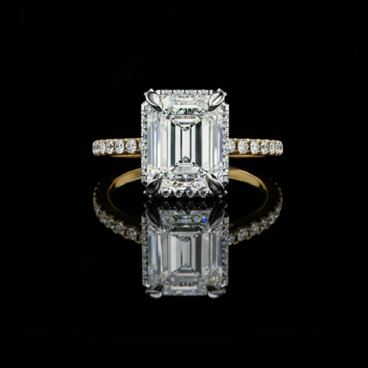 2.46 CT Custom Heirloom of Light Emerald Lab Diamond Perfection Framed by a Dazzling Pavé Setting