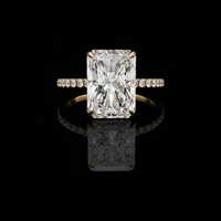 Hidden Halo Elongated Radiant Cut Lab Diamond Engagement Ring