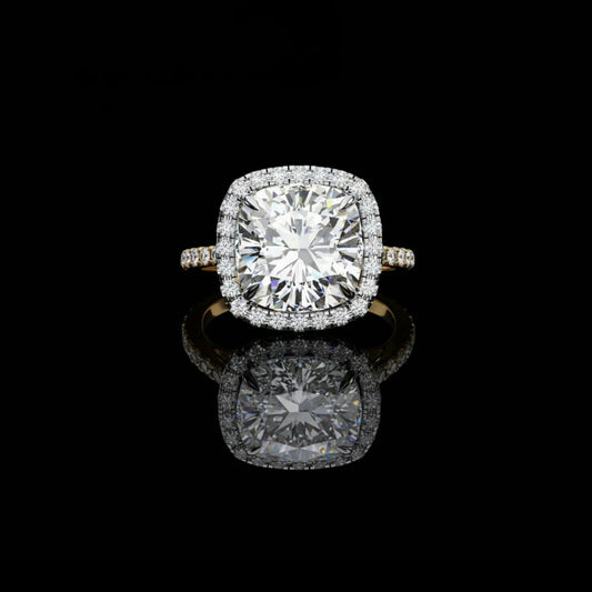 2.50 CT Celestial Glow Cushion Cut Moissanite Diamond Ring with Halo and Micro Pave For Quiet Days