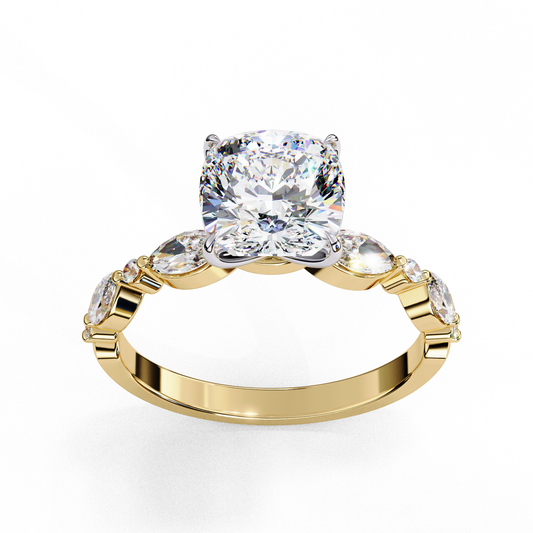 Pave Setting Cushion Cut Lab Diamond Anniversary Ring