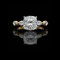 3.00 CT Unique Cushion Cut Moissanite Diamond Stone Bridal Ring with Marquise Side Stones Luxury Jewelry