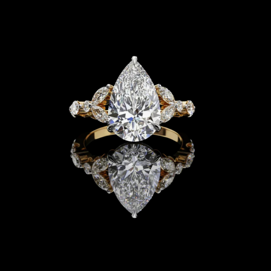 3.00 CT Eternal Promise Pear Cut Lab Grown Diamond Ring With Pave Accents For Dawn