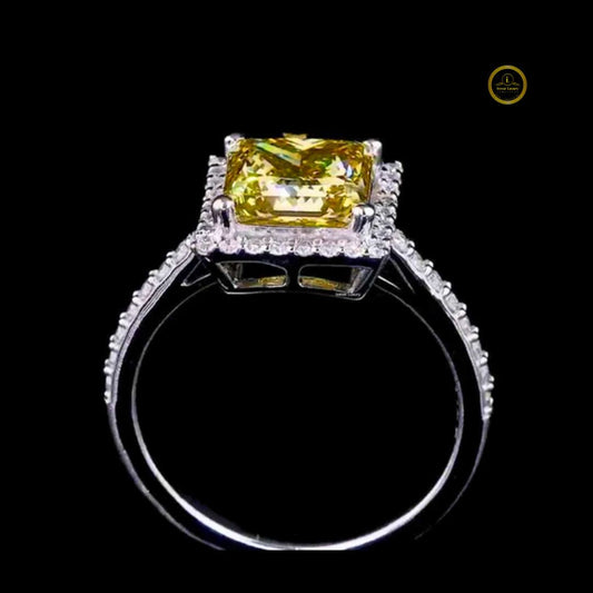 Halo Princess Cut Moissanite Ring With Triple Row - view 2