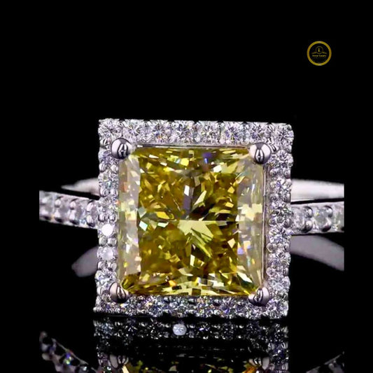 Halo Princess Cut Moissanite Ring With Triple Row - view 4