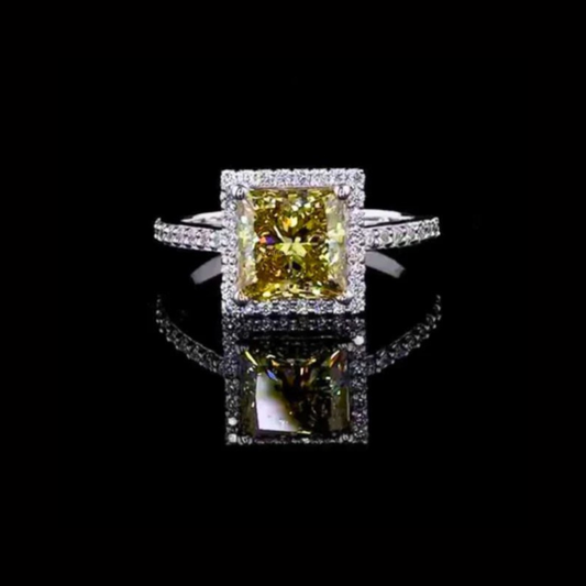 3.00 CT Elegant Solid Gold Moissanite Diamond Halo Wedding Ring With Pave Band For Her