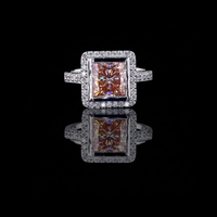 3.00 CT Fantastic Princess Cut Lab Grown Diamond Elegant Halo Design with Dazzling Pave Band in Sterling Silver Ring