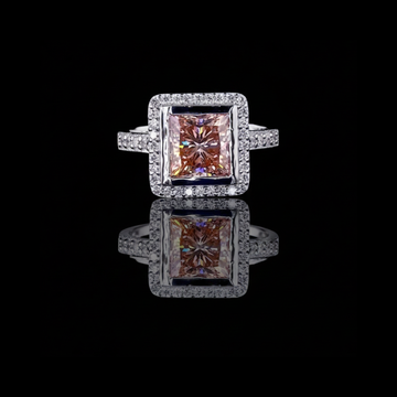 3.00 CT Fantastic Princess Cut Lab Grown Diamond Elegant Halo Design with Dazzling Pave Band in Sterling Silver Ring